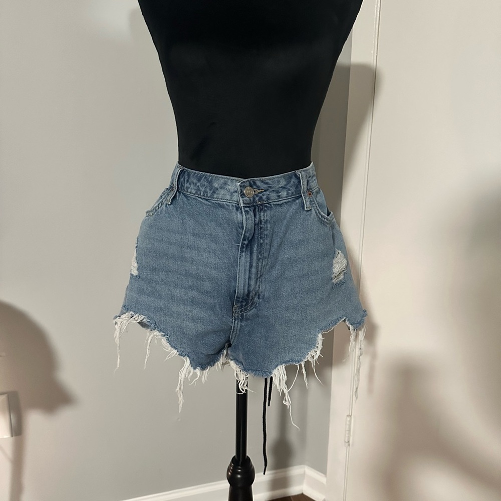 Forever 21 Blue Distressed Jean Shorts